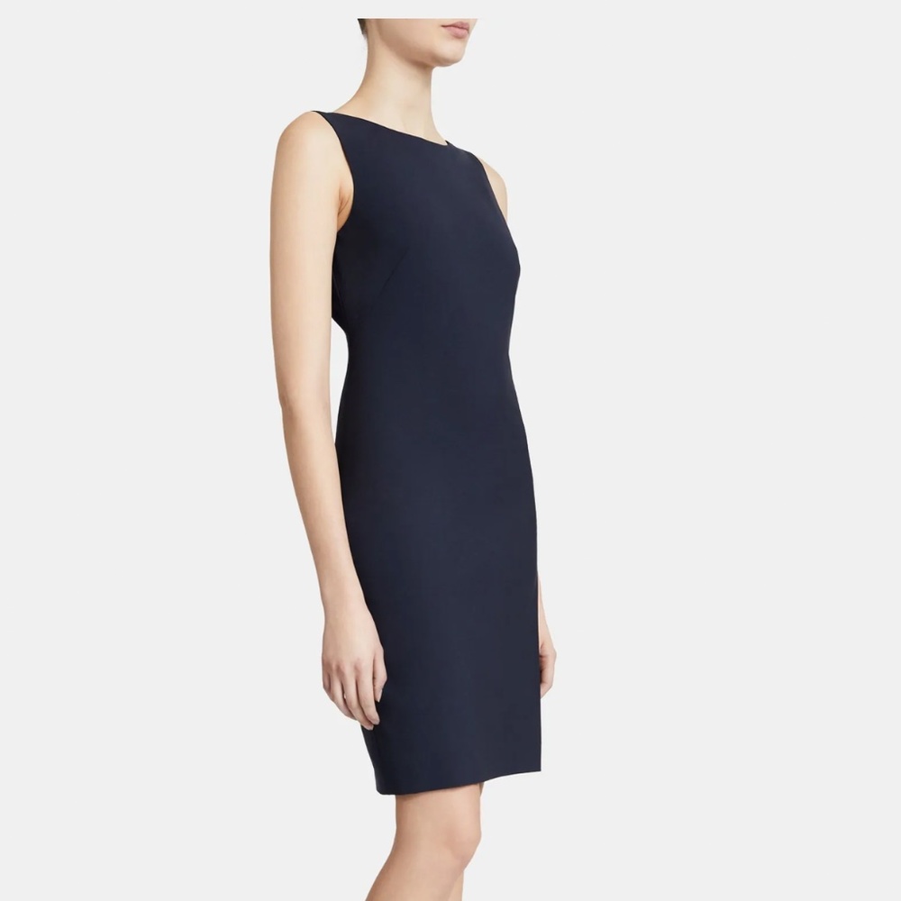 Theory Navy Sleeveless Midi Sheath Dress